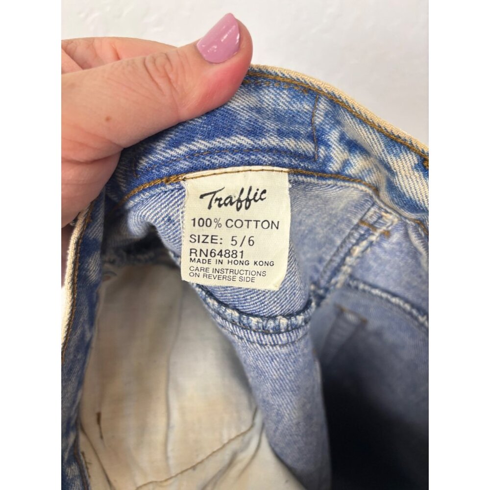 Vintage Traffic 5/6 High-Waisted Mom Denim Jeans With Vegan Leather Accents West - Picture 8 of 9